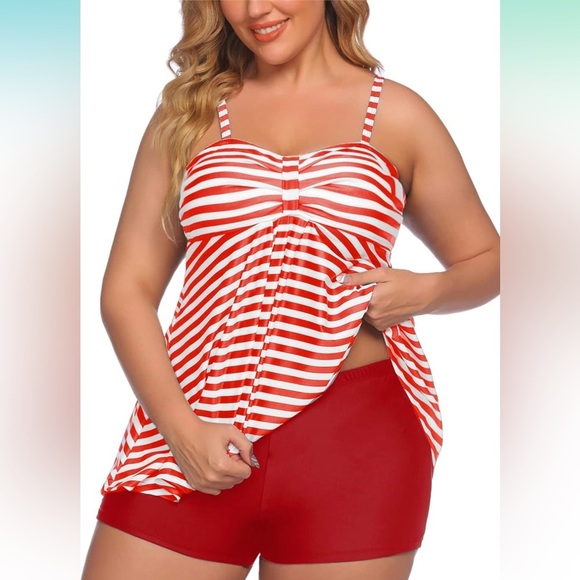 Avidlove Tankini Two Piece Bathing Suit/Swimsuit with Shorts Sailor Stripe NEW❤️ - Picture 1 of 6